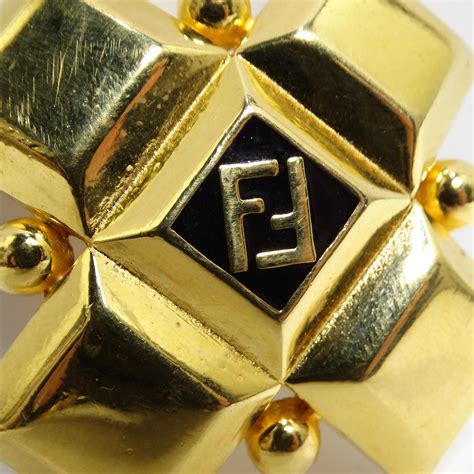 fendi gold brooch ff|Fendi 1980s Gold Plated FF Small Brooch .